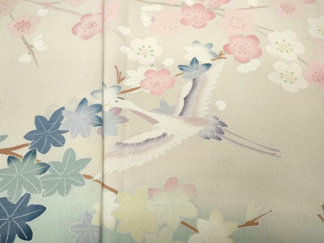 平和屋着物○訪問着 友禅 作家物 飛鶴枝花文 暈し染め