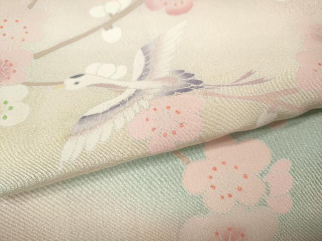 平和屋着物○訪問着 友禅 作家物 飛鶴枝花文 暈し染め