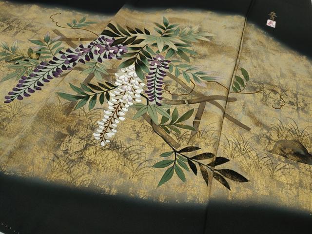 平和屋着物○豪華黒留袖 作家物 藤 金彩 正絹 逸品 CAAY5178ut