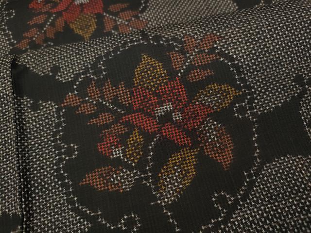 平和屋着物○本場大島紬 7マルキ 雪輪花文 正絹 逸品 CAAY5197ut