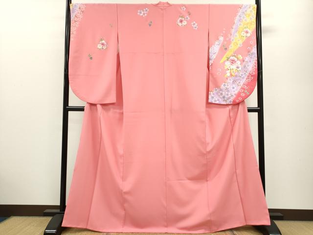 平和屋着物●小振袖　二尺袖　花束文　暈し染め　金彩　洗える着物　CAAY6206ze