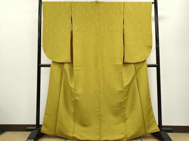 平和屋着物●世界的ファッションデザイナー　山本寛斎　kansaiブランド　小振袖　二尺袖 山吹茶色 孔雀草花文 金銀彩 洗える着物CAAY6207ze