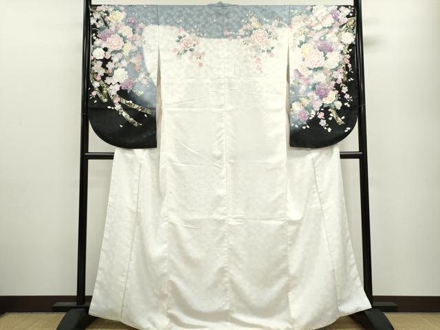 平和屋着物●小振袖　二尺袖　葛帯吉祥枝花文　暈し染め　金彩　洗える着物　CAAY6222ze