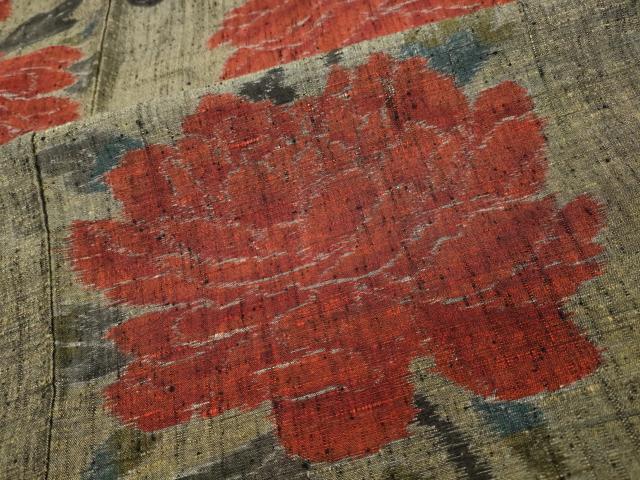 平和屋着物○上質な紬 牡丹 正絹 逸品 未使用 CAAY6773gh