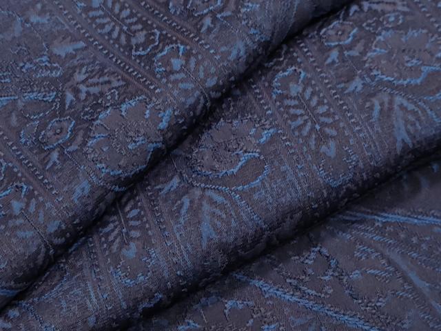 平和屋着物●上質な小紋　地紋起こし　本藍　更紗花唐草文　正絹　逸品　CAAY8037gh
