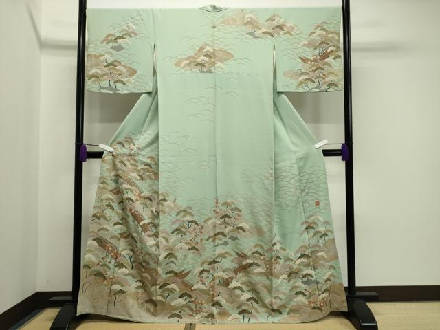 平和屋着物●訪問着　作家物　渡り橋松花文　金彩　正絹　逸品　CAAY8055gh