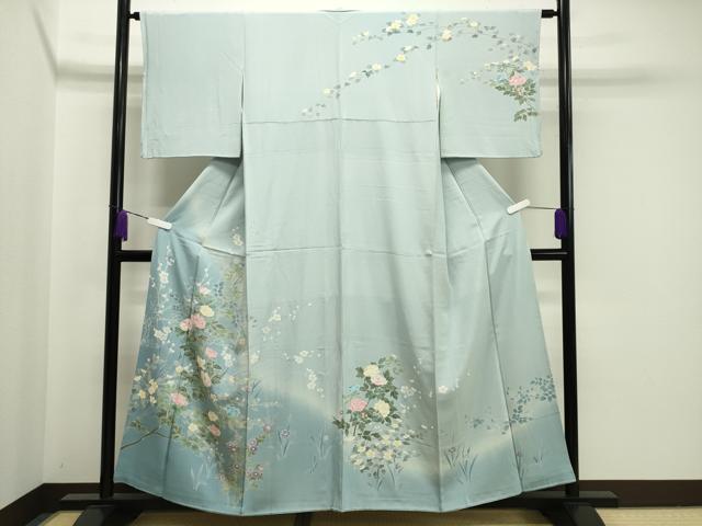 平和屋着物●訪問着　友禅　枝花文　暈し染め　正絹　逸品　CAAY8070gh