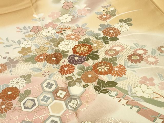 平和屋着物○創業460年・千總 訪問着 駒刺繍 草花文 暈