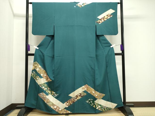 平和屋着物●訪問着　刺繍　梅松花文　金彩　正絹　逸品　CAAY8091gh