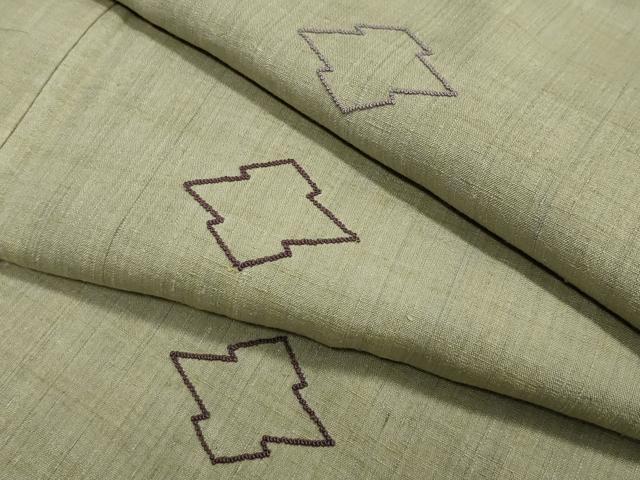 平和屋着物●中国三大刺繍　相良刺繍　総刺繍　色留訪問着　紬地　松皮菱文　正絹　逸品　CAAY8093gh