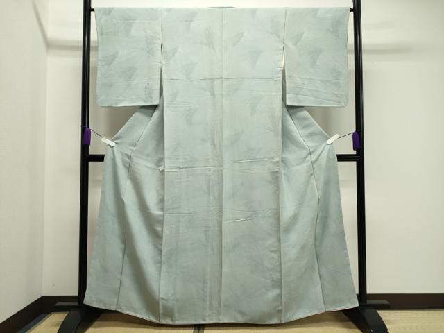 平和屋着物○上質な色無地 吉祥地紋 青磁鼠色 正絹 逸品 CAAY8095gh