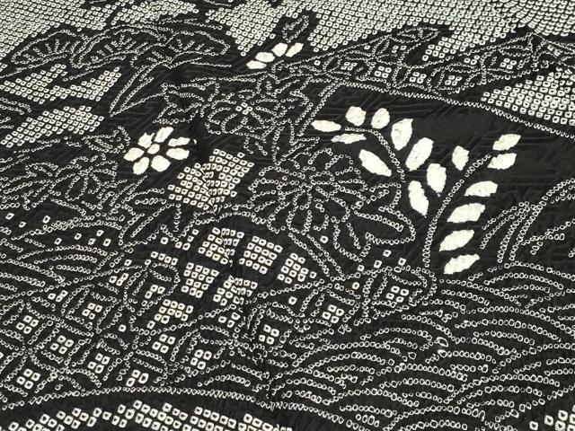 平和屋着物○訪問着 総絞り 流水花文 黒地 正絹 逸品 CAAY8096gh