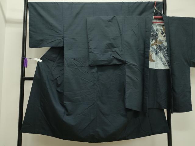 平和屋着物●男性　紬　アンサンブル　霞文　褐返色　正絹　逸品　CAAY8106gh