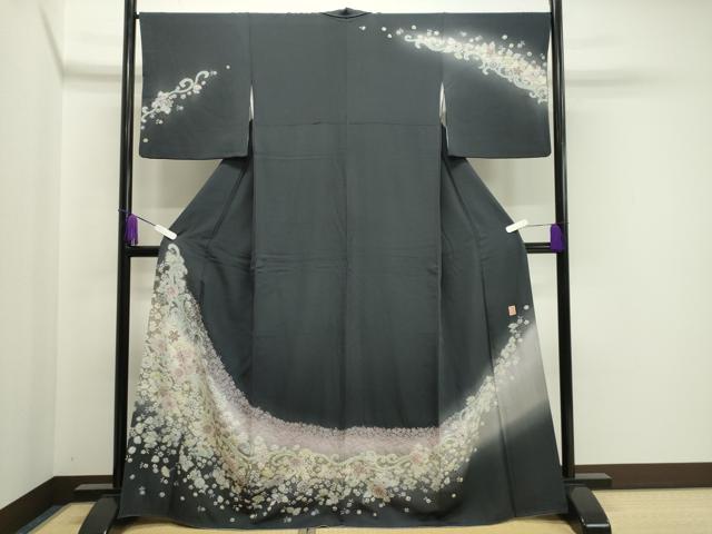 平和屋着物●十日町　名門　滝泰謹製　訪問着　絞り　花唐草文　金彩　正絹　逸品　CAAY8132gh