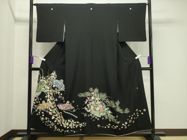 平和屋着物●豪華黒留袖　作家物　花笠　横笛　暈し染め　正絹　逸品　CAAY8133gh