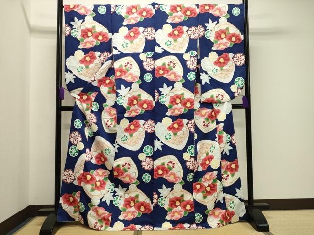 平和屋着物●小振袖　二尺袖　椿花文　暈し染め　洗える着物　CAAY8169gh