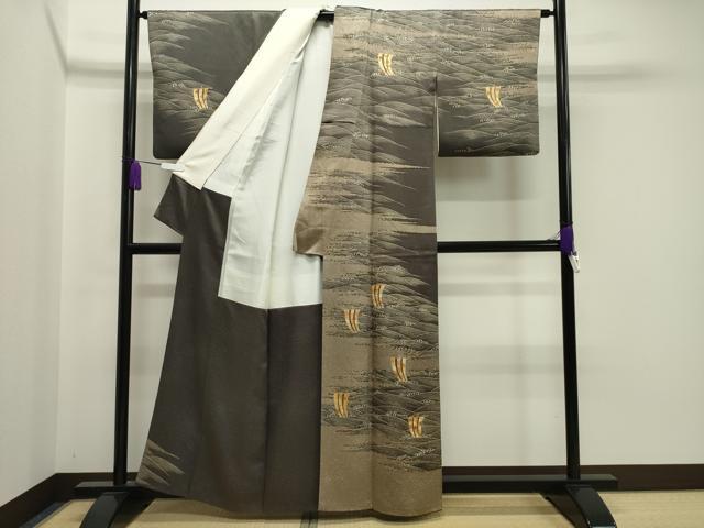 平和屋着物●銀座きしや　訪問着　駒刺繍　立波舟花文　金彩　正絹　逸品　CAAY8180gh 平和屋着物○銀座きしや 訪問着 駒刺繍 立波舟花文