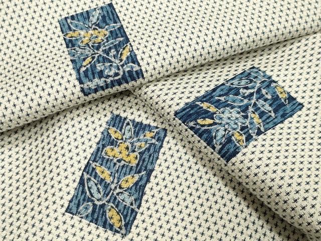 平和屋着物●上質な紬　色紙草花文　正絹　逸品　CAAY8188gh