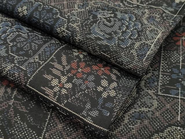 平和屋着物●本場大島紬　9マルキ　雲取り色紙花文　正絹　逸品　未使用　CAAY8210gh