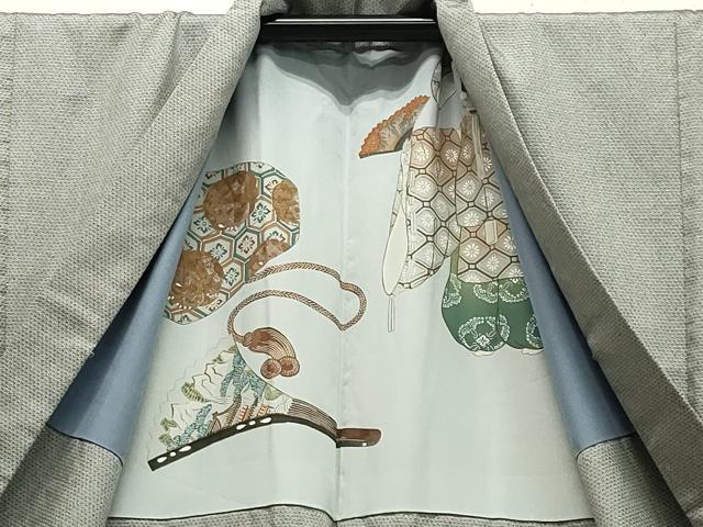 平和屋着物●男性　紬　アンサンブル　100亀甲　キングサイズ　正絹　逸品　CAAY8218gh