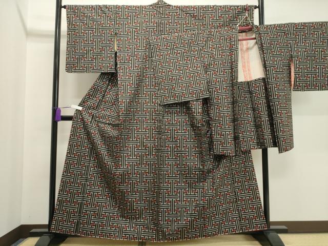 平和屋着物●本場大島紬　龍郷絣　秋名バラ　アンサンブル　正絹　逸品　CAAY8223gh