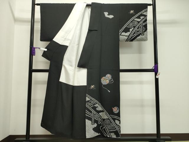 平和屋着物○中国三大刺繍 スワトウ刺繍 訪問着 絞り 御所車雪輪花