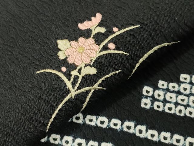 平和屋着物○中国三大刺繍 スワトウ刺繍 訪問着 絞り 御所車雪輪花