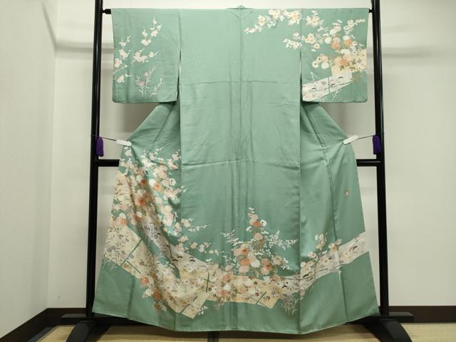 平和屋着物●訪問着　作家物　駒刺繍　枝梅花文　金彩　正絹　逸品　CAAY8376gh