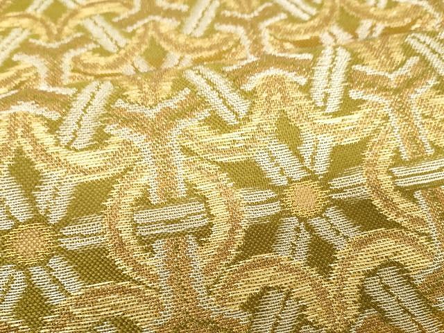 平和屋着物●六通柄袋帯　幾何学文　金糸　正絹　逸品　CAAY9256yk 平和屋着物○六通柄袋帯 幾何学文 金糸 正絹 逸品 CAAY9256yk