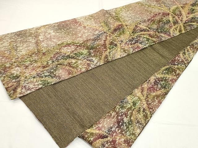 平和屋着物○全通柄袋帯 ふくれ織 霞文 金糸 正絹 逸品 CAAY9258yk