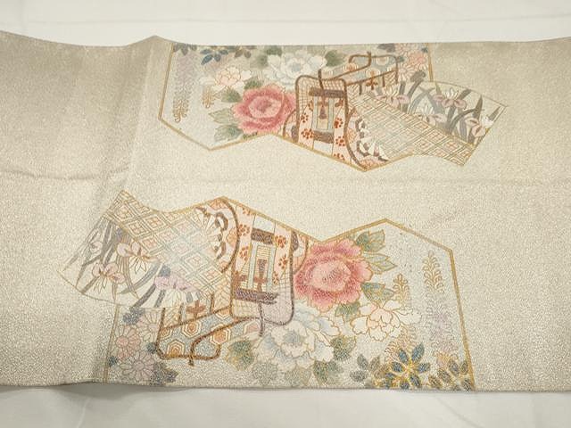 平和屋着物●綴れ　太鼓柄袋帯　鳳凰吉祥花文　金銀彩　正絹　逸品　CAAY9267yk｜詳細画像
