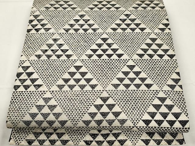 平和屋着物●全通柄袋帯　鱗文　銀彩　正絹　逸品　CAAY9269yk