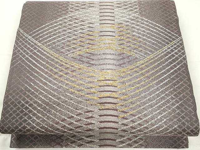 平和屋着物●両面　六通柄袋帯　抽象文様　金糸　正絹　逸品　CAAY9272yk