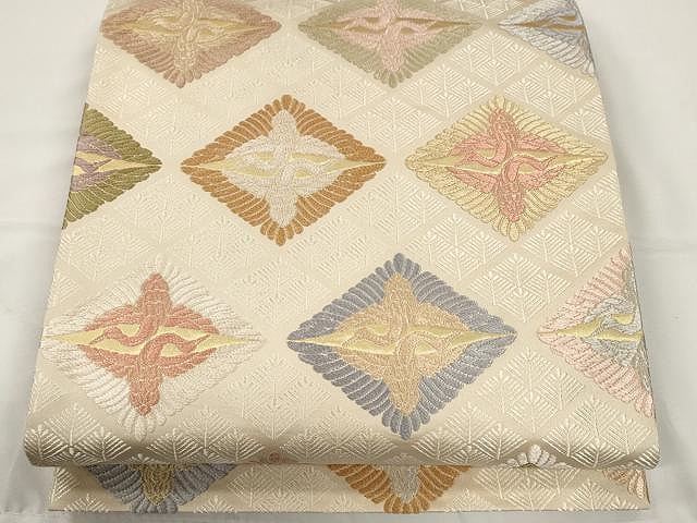 平和屋着物●六通柄袋帯　唐織　松菱取向鶴文　金糸　正絹　逸品　CAAY9296yk