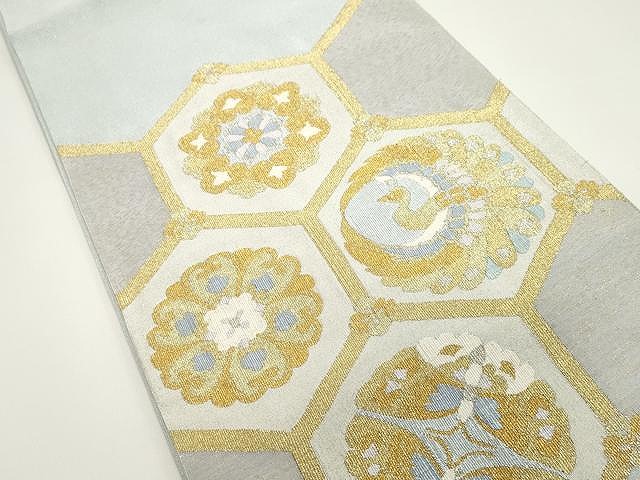 平和屋着物●爪＆#25620；き本綴れ　太鼓柄袋帯　正倉院鳳凰亀甲花文　金糸　正絹　逸品　CAAY9323yk 平和屋着物○爪＆#25620；き本綴れ 太鼓柄袋帯 正倉院