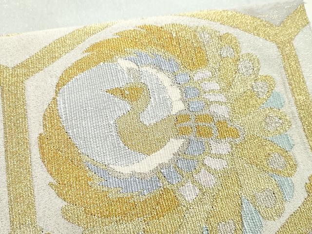 平和屋着物●爪＆#25620；き本綴れ　太鼓柄袋帯　正倉院鳳凰亀甲花文　金糸　正絹　逸品　CAAY9323yk 平和屋着物○爪＆#25620；き本綴れ 太鼓柄袋帯 正倉院