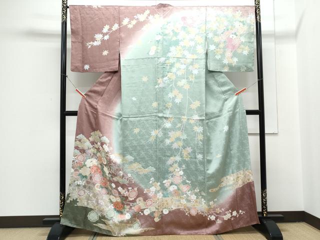 平和屋着物○訪問着 絞り 籬花文 暈し染め 金彩 正絹 逸品