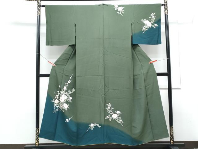 平和屋着物●訪問着　友禅　枝花文　暈し染め　背抜き仕立て　正絹　逸品　CAAY9415th