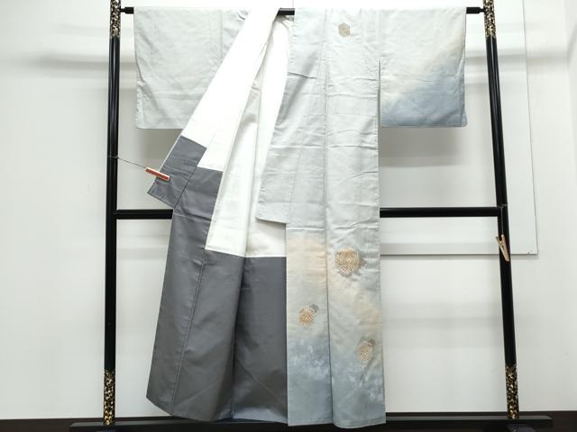 平和屋着物●中国三大刺繍　スワトウ刺繍　総刺繍　訪問着　紬地　雲重ね亀甲花文　暈し染め　正絹　逸品　CAAY9473th 平和屋着物○中国三大刺繍 スワトウ刺繍 総刺繍 訪問着 紬地