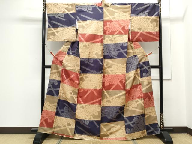 平和屋着物●上質な紬　草花文　正絹　逸品　未使用　CAAY9493th