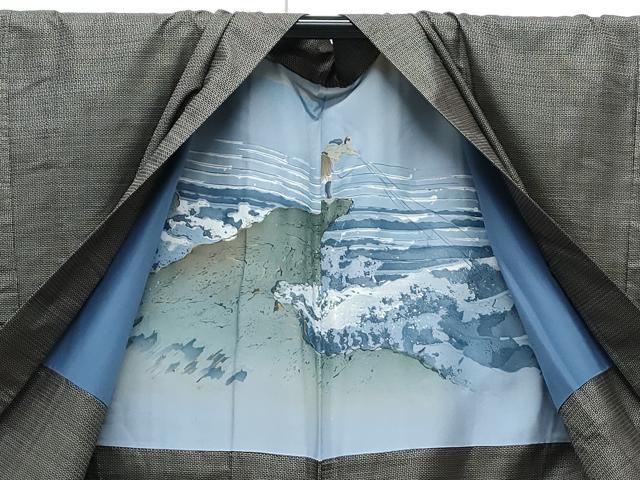 平和屋着物○男性 本場大島紬 アンサンブル 100亀甲 総詰め 正絹 逸品