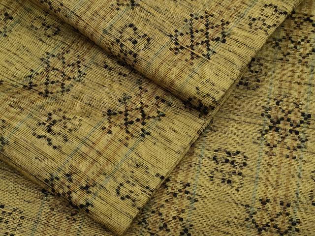 平和屋着物●上質な紬　花織　吉祥間道　正絹　逸品　CAAY9529th