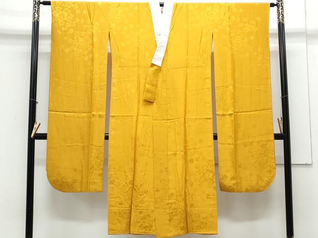 平和屋着物●振袖用　長襦袢　無双仕立て　舞花地紋　山吹色　正絹　逸品　CAAY9542th