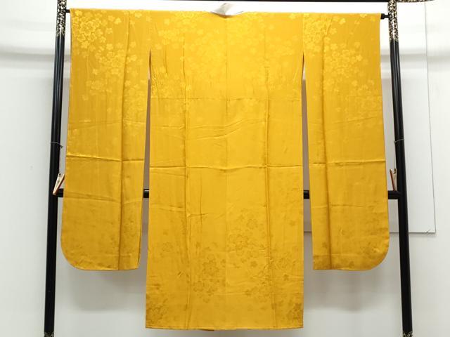 平和屋着物○振袖用 長襦袢 無双仕立て 舞花地紋 山吹色 正絹 逸品