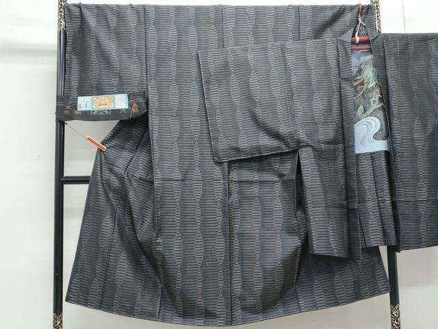 平和屋着物●男性　本場大島紬　アンサンブル　吉祥文　ほてい屋扱い　証紙付き　正絹　逸品　未使用　CAAY9563th