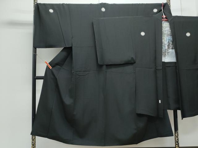平和屋着物●男性　黒紋付　羽織セット　風景文　正絹　逸品　CAAY9590th