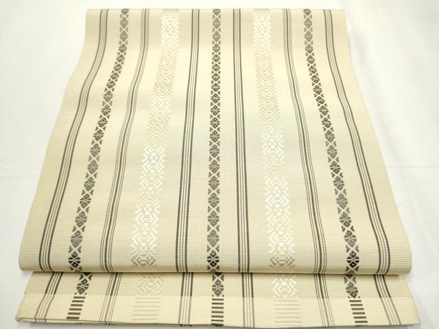 平和屋着物○本場筑前博多織 八寸名古屋帯 一重帯 献上 白橡