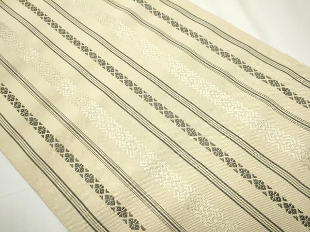 平和屋着物○本場筑前博多織 八寸名古屋帯 一重帯 献上 白橡