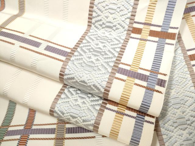 平和屋着物●本場筑前博多織　八寸名古屋帯　酒井豊　弥三右衛門間道　正絹　逸品　CAAY9628hy