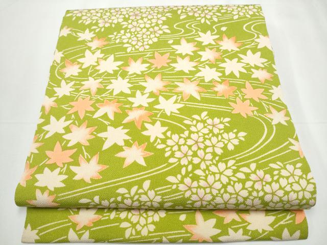 平和屋着物●九寸名古屋帯　型染め　流水花文　正絹　逸品　CAAY9632hy